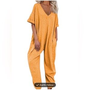 Yellow 5X 22 Plus Size Jumpsuit T-Shirt Stretch NWOT